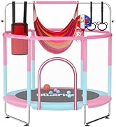 BLUERISE 55IN 6FT Toddler Trampoline for Kids Indoor Outdoor Play for Kids Trampoline Basketball ...