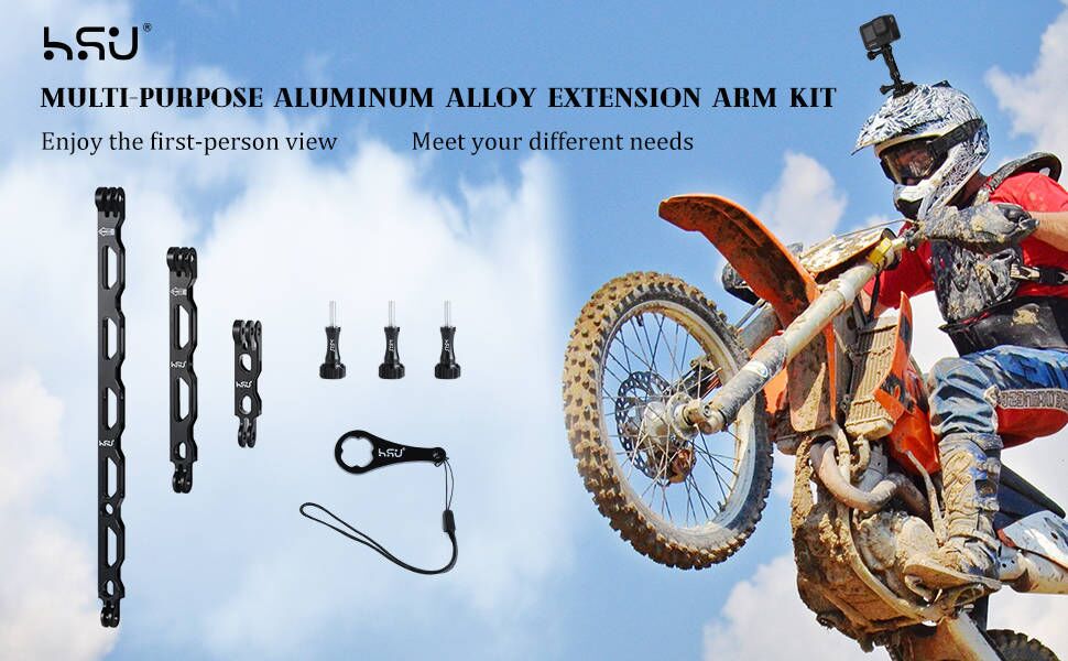 Aluminum Alloy Extension Arm Kit Metal Pole Mount Helmet Stick Extension Arm Mount