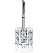 QFkris Fancy Crystal Single Pen Holder for Desk, Glass Fountain Pen Stand, Feather Pencil Holder ...