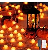 JMEXSUSS Orange String Lights Indoor, Connectable 100 LED Globe String Lights Plug in with Remote...
