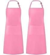 Syntus 2 Pack Adjustable Bib Apron Waterdrop Resistant with 2 Pockets Cooking Kitchen Aprons for ...