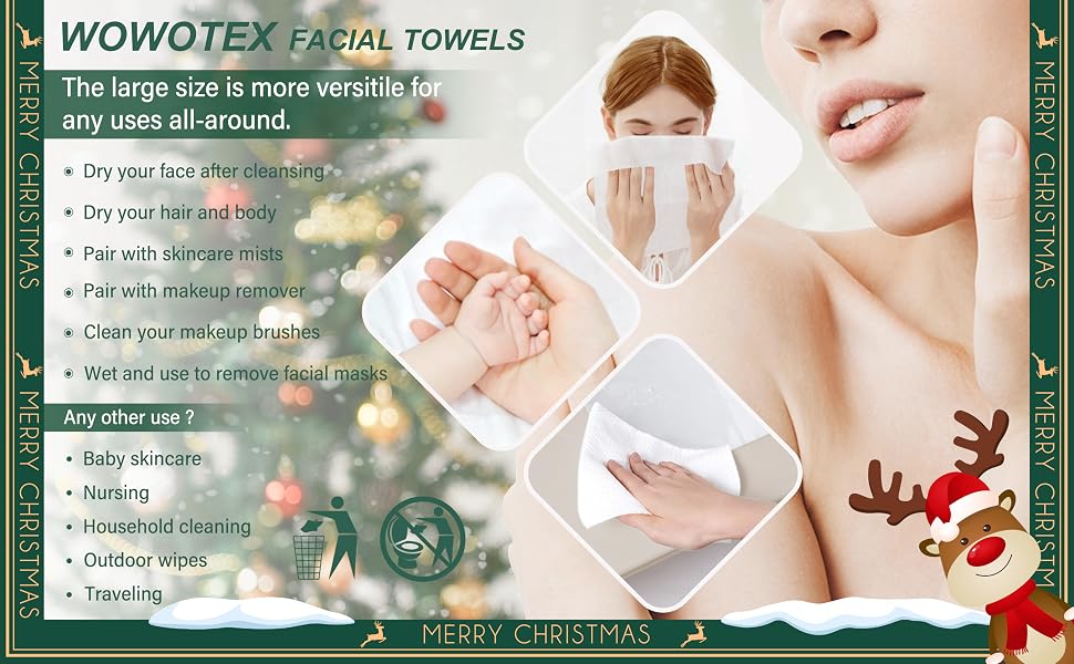 Xmas-WOWOTEX Disposable Face Dry Wipes