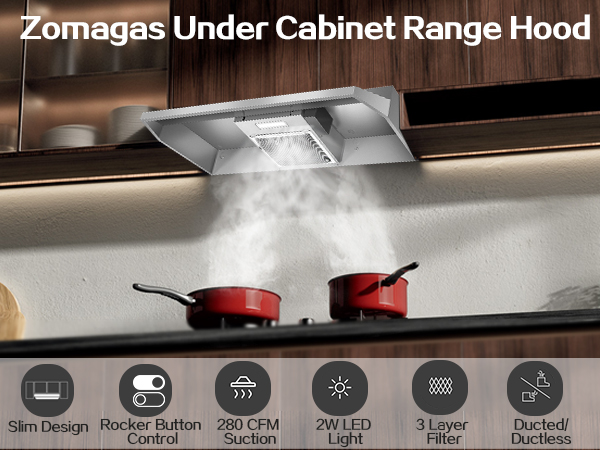 Zomagas 24 inch under cabinet range hood