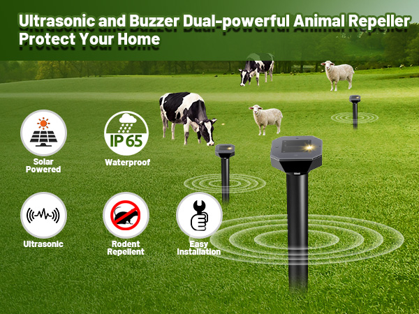 Ultrasonic and Buzzer Dual-powerful Animal Repeller Protect Your Home