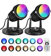 SUNVIE RGBW Spot Lights Indoor 6W Uplighting Indoor with Remote 16 Color Changing Up Lights Indoo...