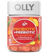 OLLY Probiotic + Prebiotic Gummy, Digestive Support and Gut Health, 500 Million CFUs, Fiber, Adul...