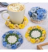 Crochet Kit for Beginners-4PCS Coaster Flower Pot Crochet Kits Coaster Crochet Starter Kit with C...