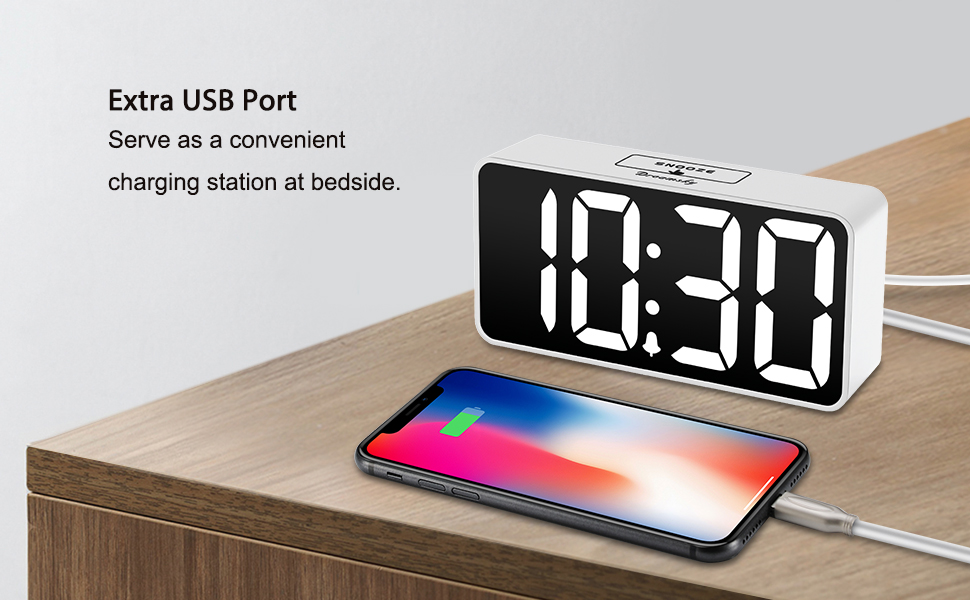 Digital Alarm Clock with USB Charging Port