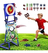 VATOS 2-in-1 Axe &amp; Football Throwing Game Set, Bristle Axe Toss Target with 16 pcs Safe Darts, Po...