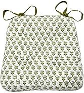 CPC Emerald Green Hand Block Printed Cotton Chair Cushions Set of 2,Reversible Outdoor/Indoor Cha...