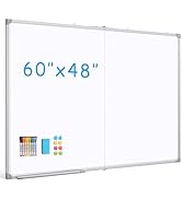 DOLLAR BOSS Large White Board 60 x 48 Inch Foldable Magnetic Whiteboard for Wall, Portable Double...
