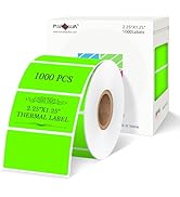 PARLAIM 2.25 X 1.25 inch Square Direct Thermal Printing Label, 1000pcs Tearproof Fluorescent Gree...