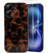 MYY Cute Phone Case for iPhone 16, [with 2X Screen Protector] Tortoise Shell Pattern Leopard Full...
