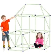 PicassoTiles Glow-in-The-Dark Indoor Outdoor Tunnel Tent Kids Fort Building Kit Playhouse for Boy...