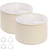 PATIKIL Drum Lamp Shades for Table Lamps 12"x12"x8" Linen Lampshade Set of 2 Easy Assembly Lamp S...