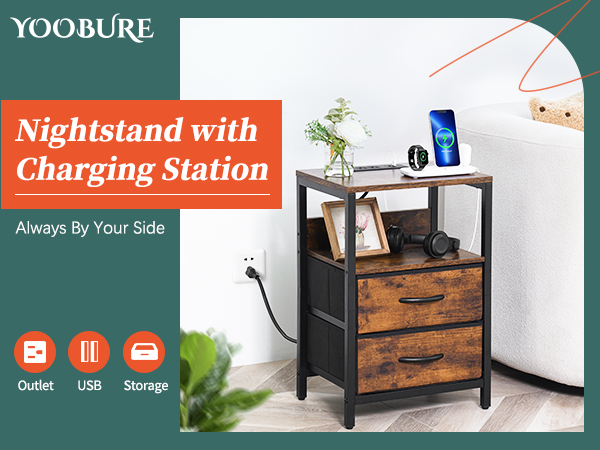 nightstand with charging station
