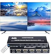 LUKFOCAB HDMI Multi-Viewer 4X1, Seamless Switcher 4 in 1 Out, Quad Multi Viewer Switcher with IR ...