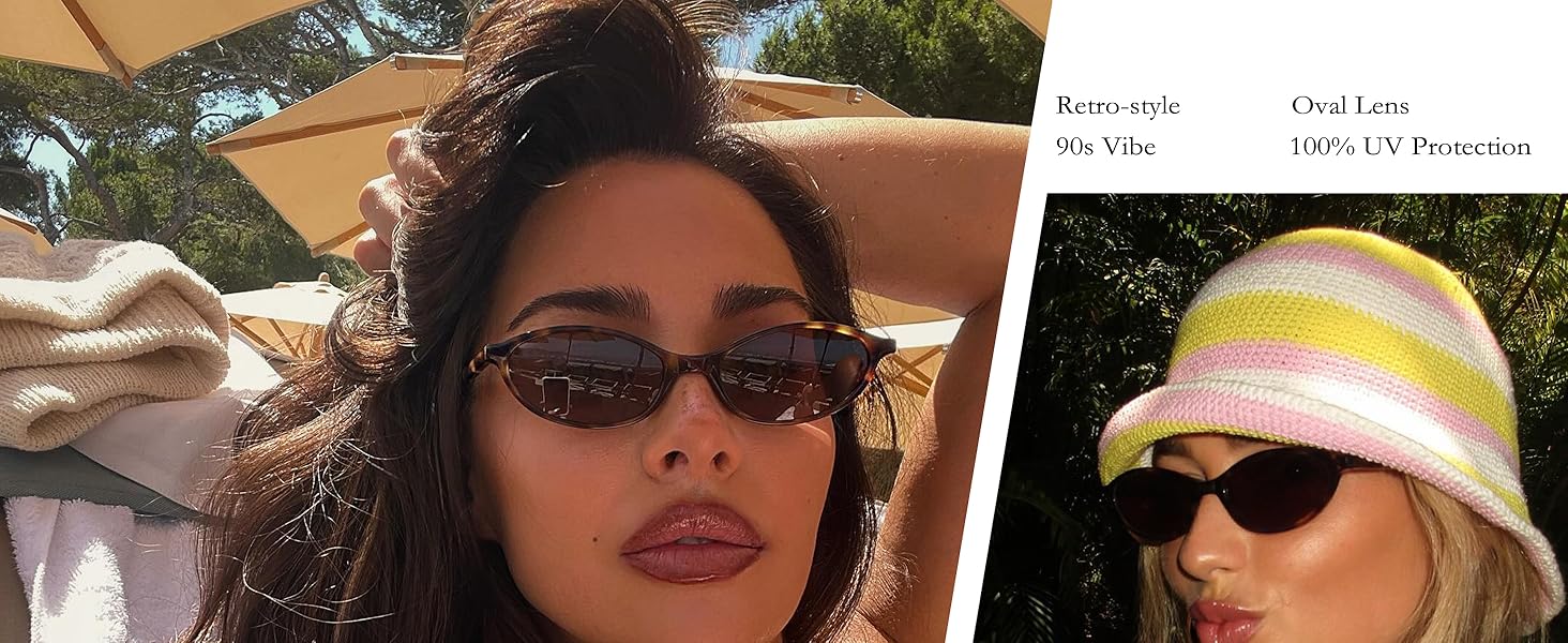 90s retro oval sunglasses for women