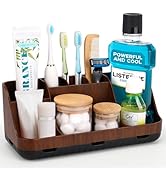 GFWARE Wood Toothbrush Holders for Bathrooms Countertop Organizer - Detachable 7 Slots Kid Bathro...