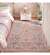 AMTOVO 5x7 Washable Area Rugs for Living Room, Vintage Boho Floral Distressed Print Non-Slip Carp...