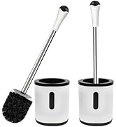 Toilet Brush and Holder, 2 Pack Compact Size Toilet Bowl Brush with Stainless Steel Handle, Small...