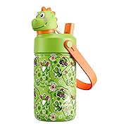 Kids Water Bottle for School: 2-in-1 Straw Spout Lid with Soft Animal Head, Leakproof