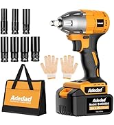Adedad Brushelss Power Impact Wrench with 4.0AH Battery 1/2 inch Cordless Impact Gun Lightweight ...