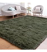Goideal Fluffy Area Rug for Living Room Bedroom, 4 x 6 Olive Green Rug Fuzzy Non-Slip Modern Carp...