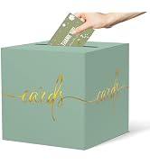 CINSOEN Sage Green Card Box with Gold Foil Design, Paperboard 8.7" Card Box for Birthday Wedding ...