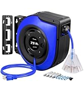 DEWENWILS Retractable Extension Cord Reel, 75 FT Heavy Duty Power Cord, 14/3C SJTOW Retractable C...