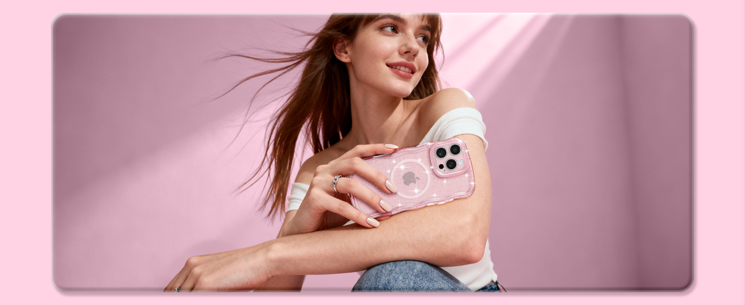 crystal Clear case transparent case magnetic case glitter case Glossy case cute case aesthetic case