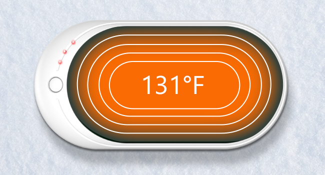 Enjoy Sun-like Warmth, fast heating with 3 temperature levels hand warmer