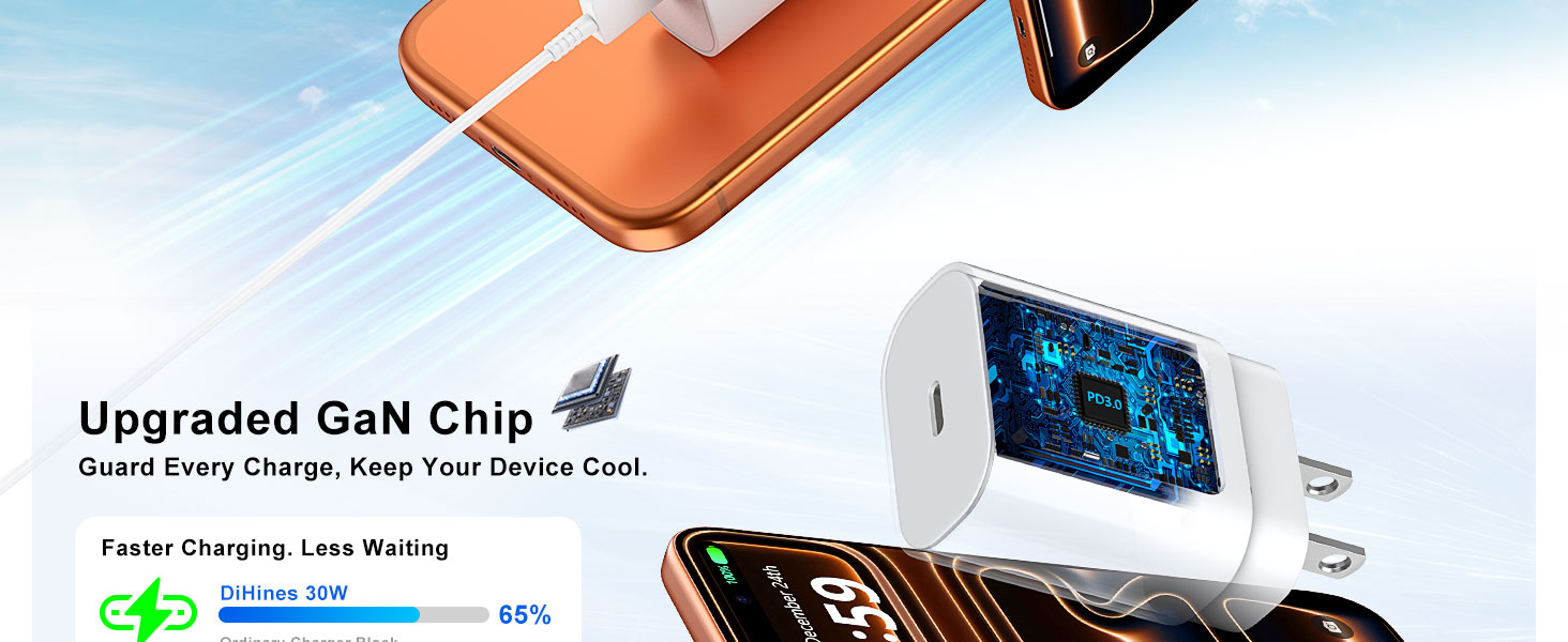 30w 40w iphone 17 16 15 pro max charger fast charging block usb c charger cable 10 ft long