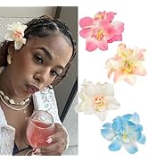 4Pcs Hawaiian Flower Hair Clips for Women, 3.5 Inches Artificial Tropical Hair Clip Hibiscus Claw...