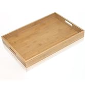 Krismax Serving Tray with Handles, Bamboo Breakfast Tray Wooden Trays Decorative Serving Platter ...