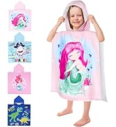 TEUEN Kids Beach Towels with Hood, Soft and Absorbent Pool Towels Toddler Bath Towel for 0-7 Year...