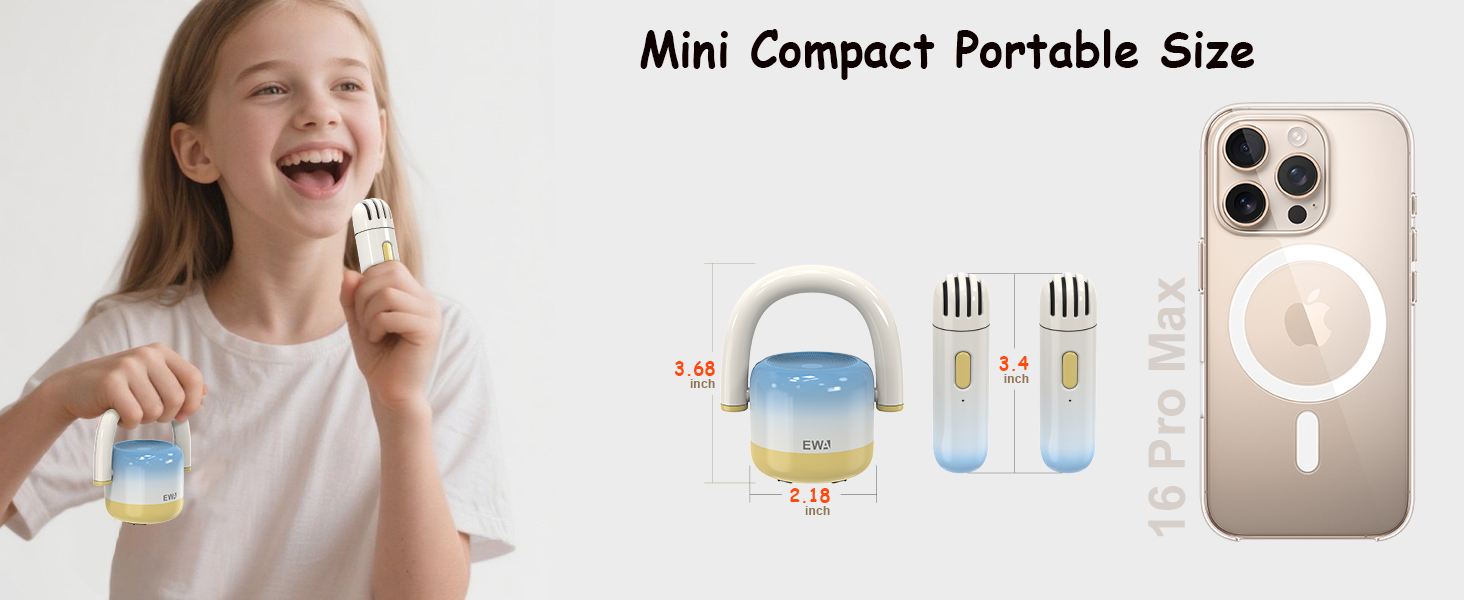 EWA Metal Mini Karaoke Machine for Kids,Girls,Boys