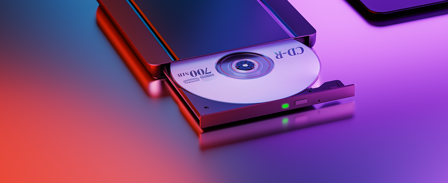 External CD/DVD Drive for Laptop, Ultra-Slim