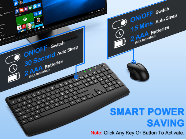 Wireless Keyboard and Mouse, Comfort Ergonomic Palm Rest Keyboard Mouse Combo Phone Holder