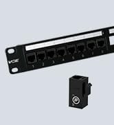 VCE Patch Panel 24 Port with 25-Pack Cat6 Black RJ45 Keystone Coupler