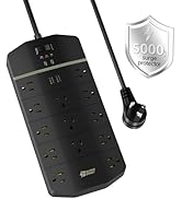 Power Strip,SUPERDANNY 5000 Joules Surge Protector with 13 AC Outlets 2 USB-A & 2 USB-C PD 20W Fa...