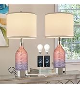 bdayanx Modern Glass Table Lamps, 3-Way Dimmable Touch Control Bedroom Lamps for Nightstands,Beds...