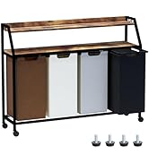 Timberer Laundry Hamper, Laundry Sorter 4 Section, Rolling Laundry Basket with Wheels, 2 Shelves,...