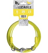 BV Pet Small Tie Out Cable for Dog up to 35 Pounds, 15 Feet Yellow Dog Cable