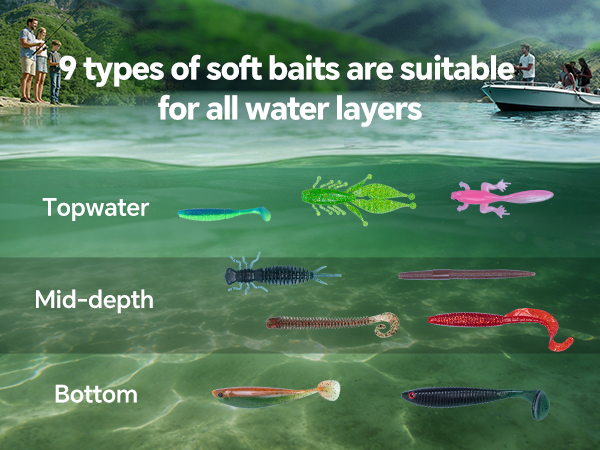 9 types of soft baits are suitable for all water layers