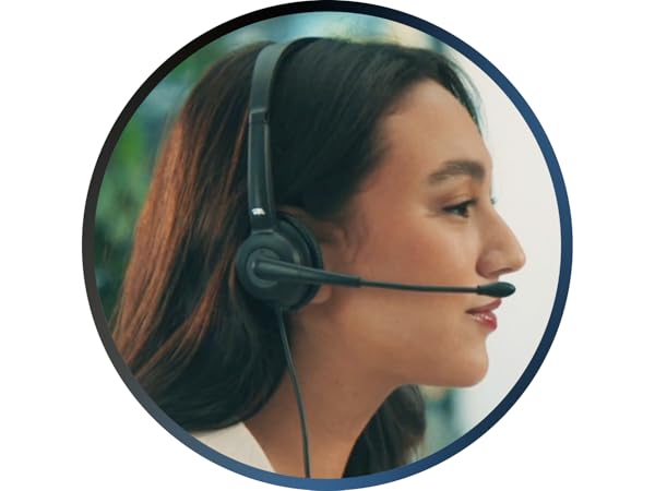 USB Headset with ENC and In-Line Controls, mono USB-A environmental noise-canceling headset
