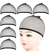 Fandamei 6PCS Wig Cap, 6PCS Black Mesh Wig Cap Net, Closed End Hair Mesh Net, Liner Weaving Caps ...