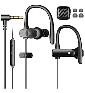 3.5mm Wired Sports Earbuds with Over EarHook Secure Fit for Running Exercising Gym, 6FT Length St...