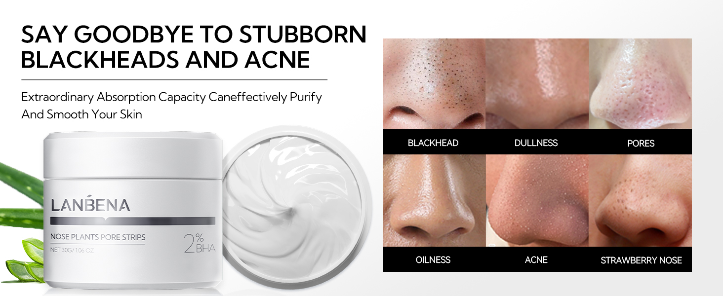 peel off face mask; face masks skincare; lanbena nose plants pore strips