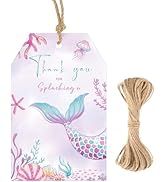 G2PLUS Mermaid Thank You Tag, 50PCS Thank You for Splashing by Tags, Mermaid Birthday Gift Tag, O...